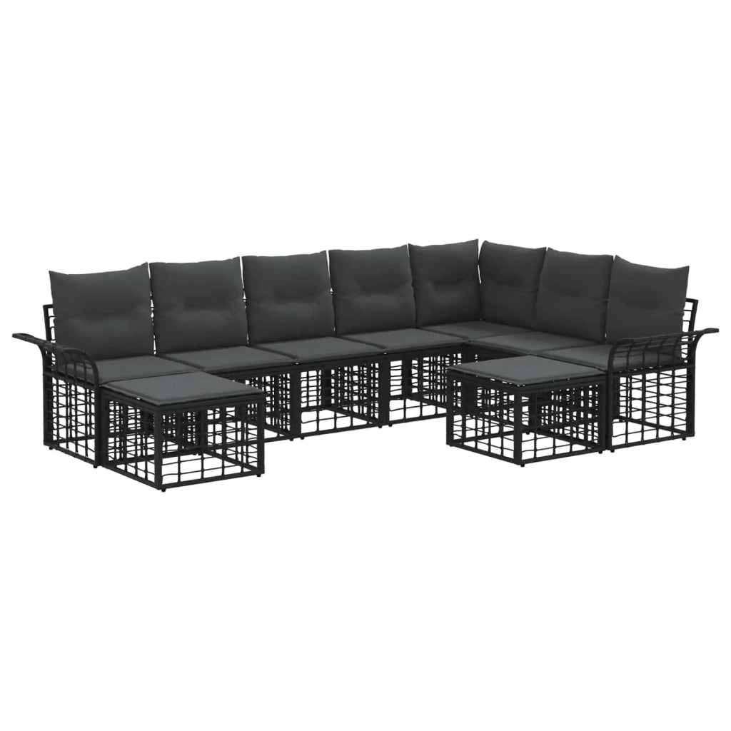 Set di divani da esterno 9 pcs Nero e Grigio scuro Poliestere 3437813