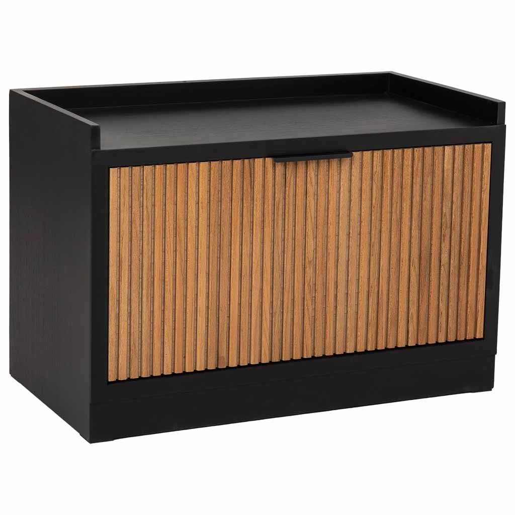 Sgabello porta scarpe in legno e metallo nero 80x38x53