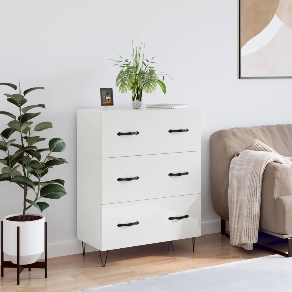 Credenza-Buffet-Armadio da cucina 69,5x34x90 cm in Legno Multistrato Bianco Lucido 515231