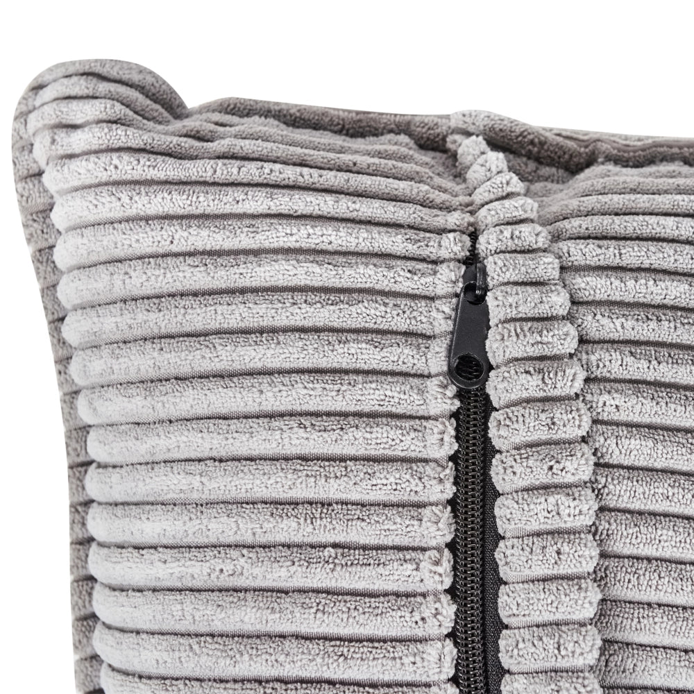 Divano Angolare lato sinistro in velluto a coste grigio con cuscini decorativi stile Moderno