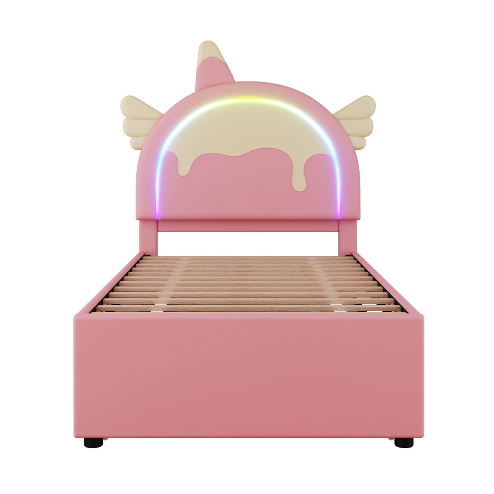 Lit con cassetti a forma di unicorno per bambini 90x200 cm - Xylo - Rosa