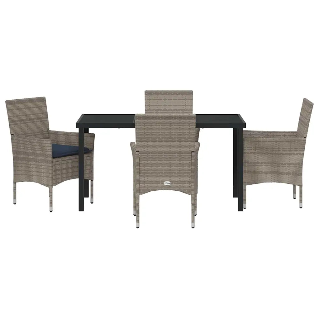Set di tavolo e sedie con cuscino 5 pcs Grigio Rattan in PE 3379830