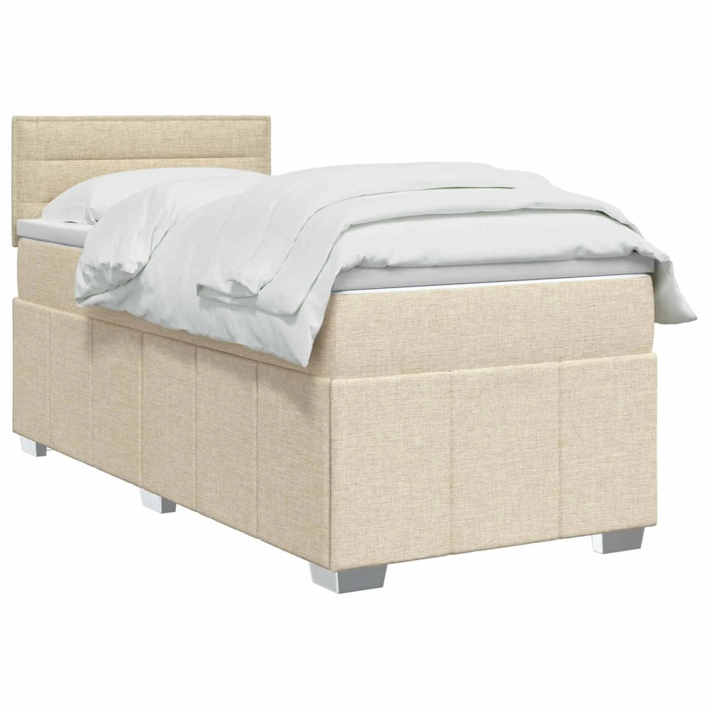 Letto box spring con materasso Crema 80 x 200 cm Tessuto 3451078