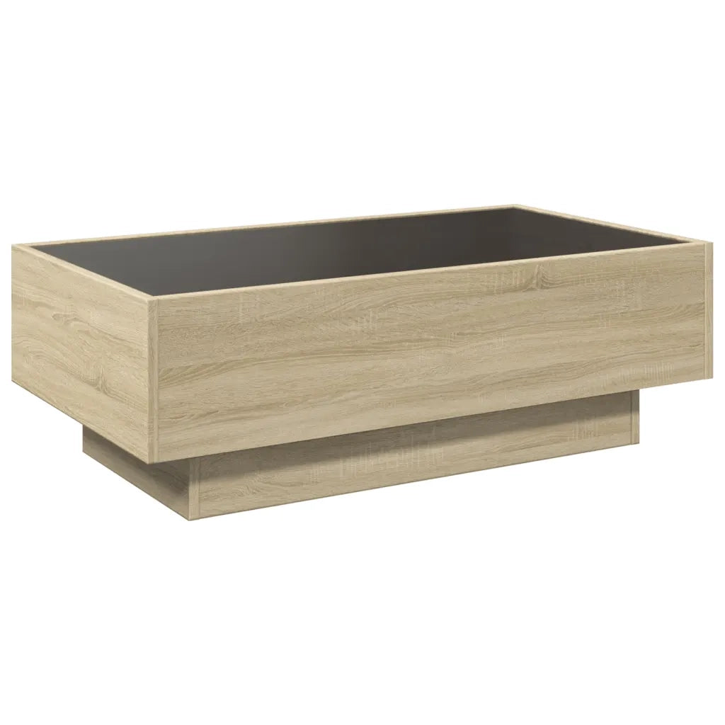 Tavolino salotto | Tavolino da caff¨¨ | Tavolino da Soggiorno con LED Rovere Sonoma 90x50x30 cm Multistrato