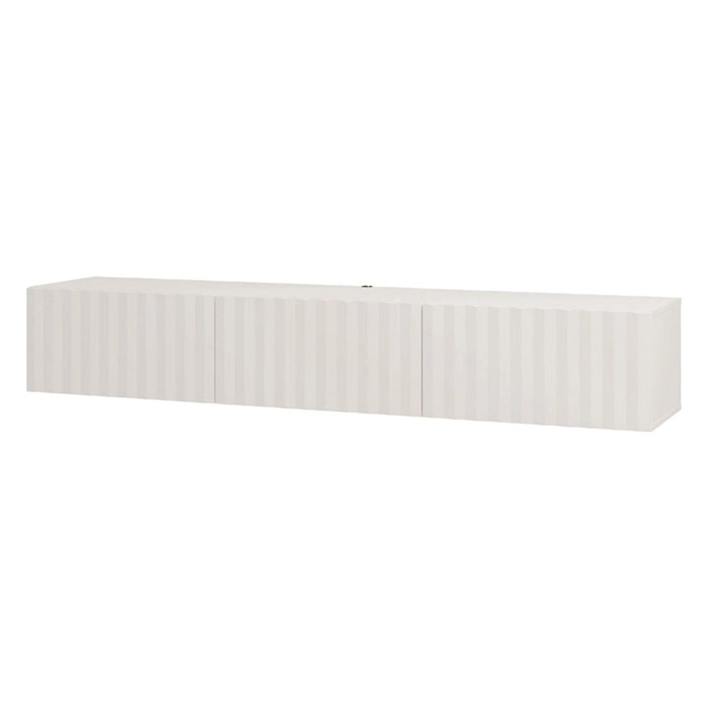 Fossa, Mobile Porta tv un Ripiano, 192x42x32h cm Bianco Crema