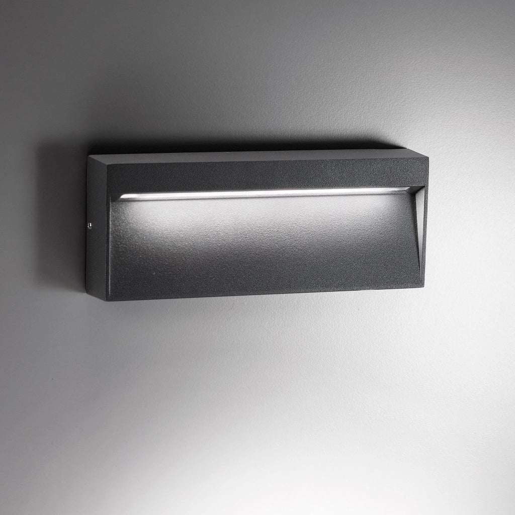 Bottom Lampada da Parete a LED Grigio Scuro 8.5W IP54 3000K in Alluminio pressofuso per Interni ed Esterni Design Moderno ed Elegante Linea Slim