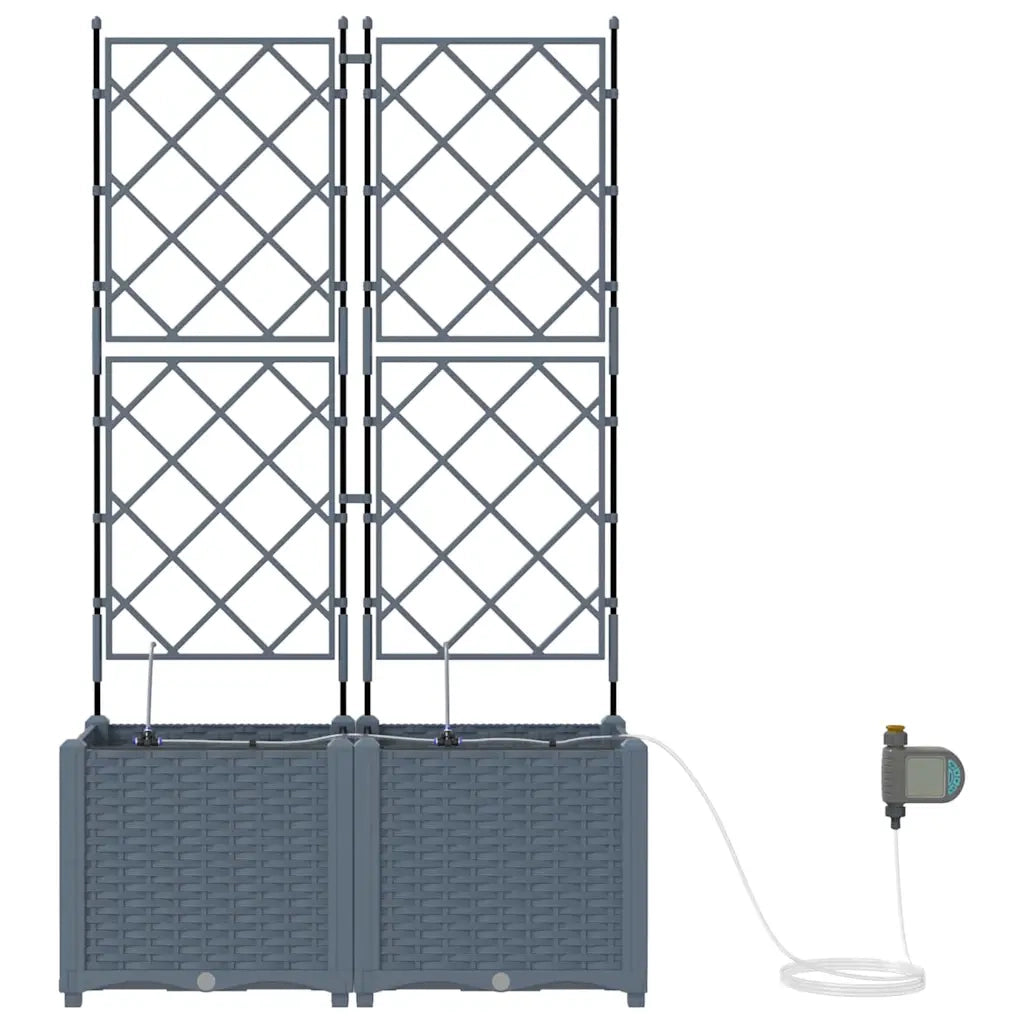 Vaso da giardino 2 pcs Grigio Chiaro Plastica 42002897