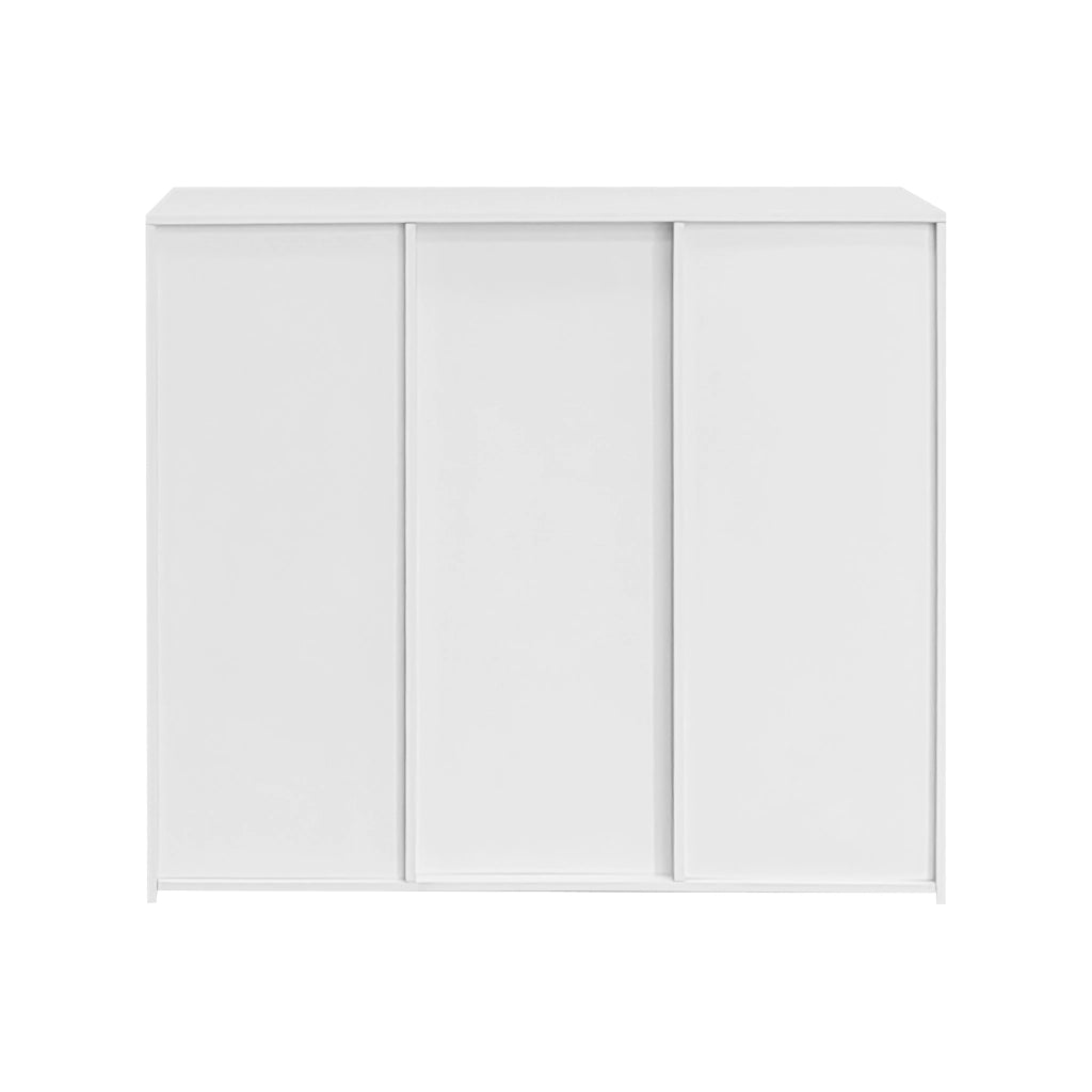 Credenza Moderna con Ante a Vetro ¨C Xylo ¨C Bianco Lucido, 95x35x83 cm