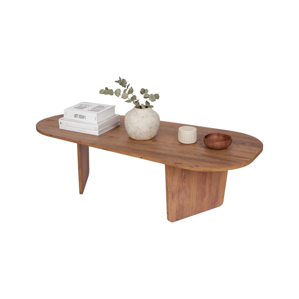 Dozza, Tavolino da Salotto Forma Ovale, 130x65x40h cm Marrone Rovere Nodi