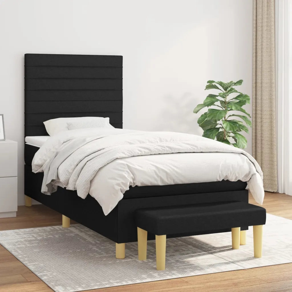 Giroletto a Molle con Materasso-Struttura Letto Nero 80x200 cm inTessuto 637381
