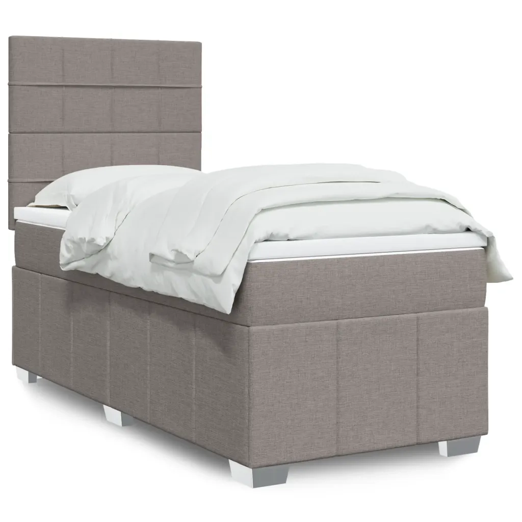 Letto singolo | Letto per adulti | Giroletto a Molle con Materasso Tortora 90x200 cm inTessuto