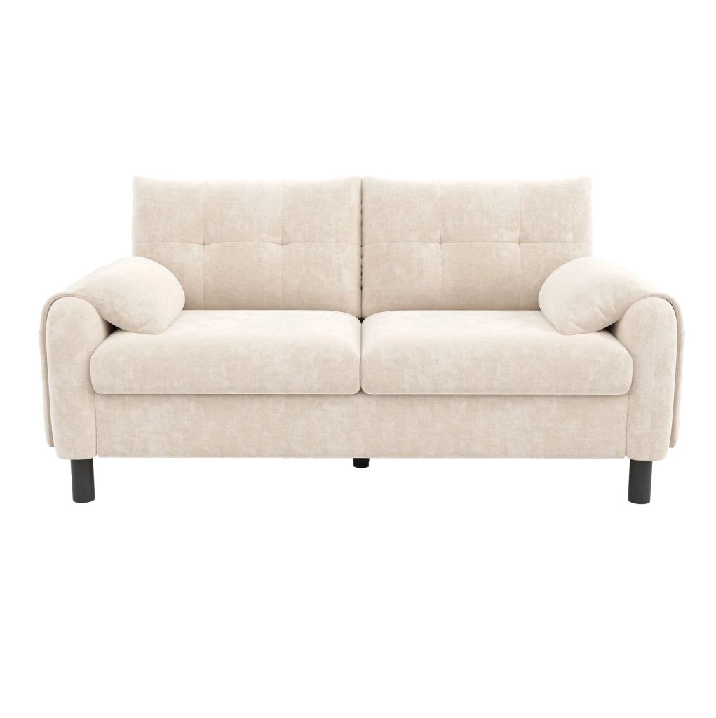Divano modulare a 2 posti in tessuto chenille; 158 x 80 x 88;5 cm; beige