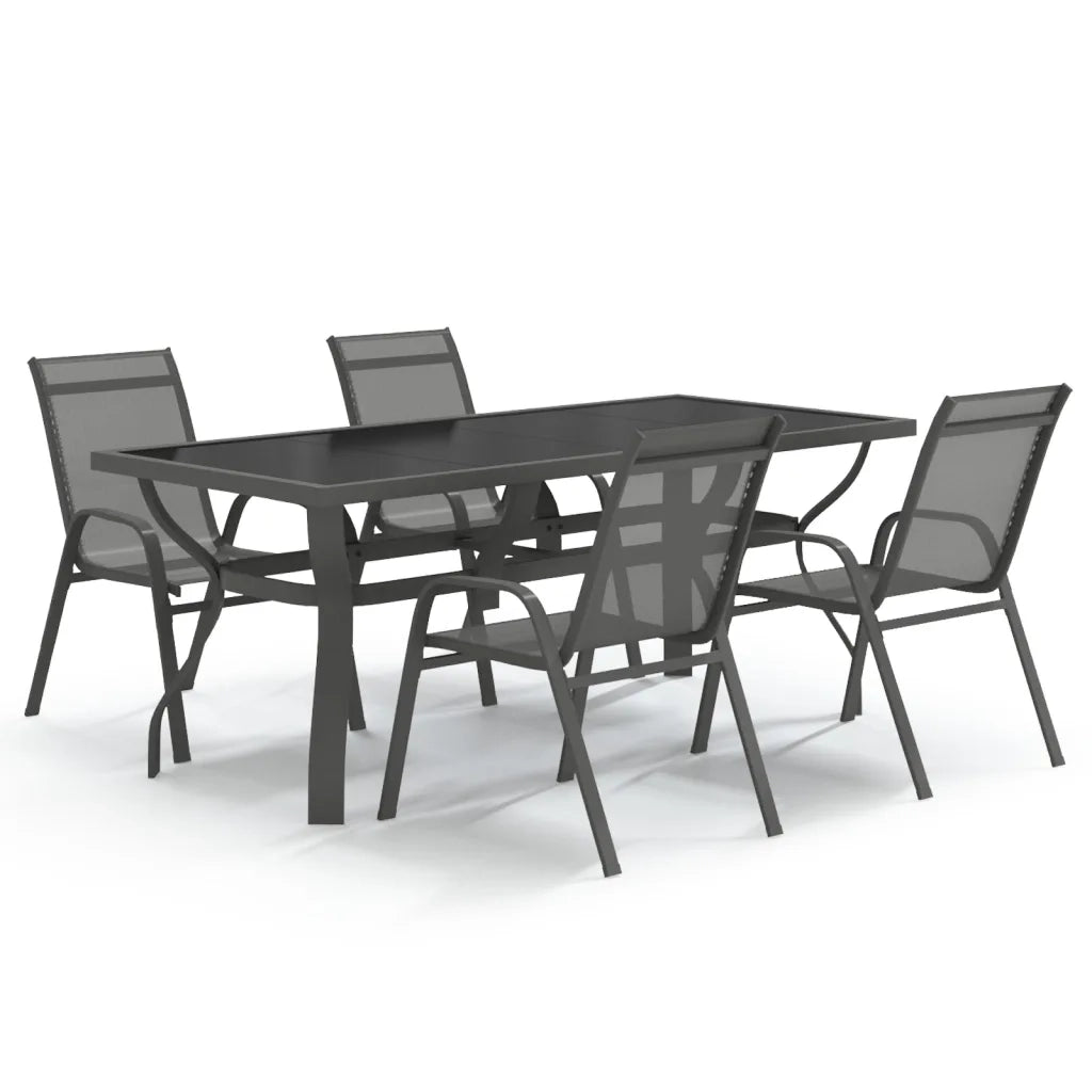 Set da Pranzo da Giardino 5 pz Grigio e Nero 3095982