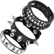 Set di Cinturini in Pelle di 3 pezzi - Punk Rock a Mischia - Cinturini per la Manica Regolabili - Pelle PU - Sostenibile e Comodo - Cinturino per la Manica