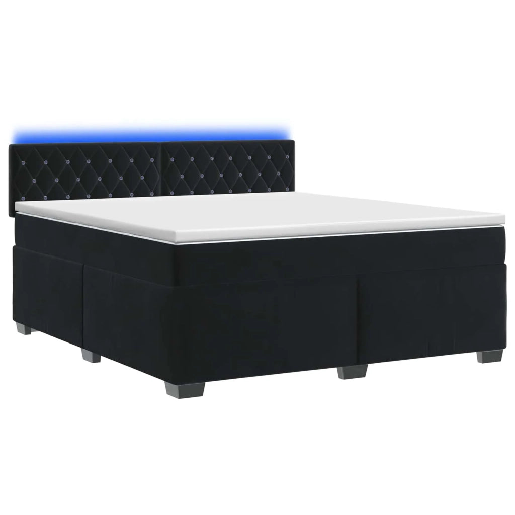 Letto con Box Spring, Materasso e LED Nero 140 x 190 cm Velluto 3452170