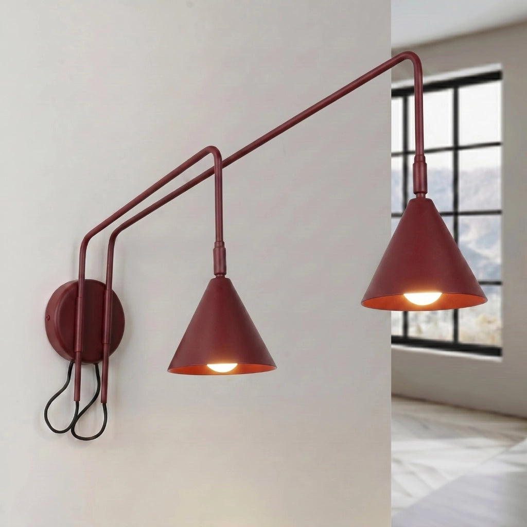 Applique NOX 2 bordeaux con interruttore