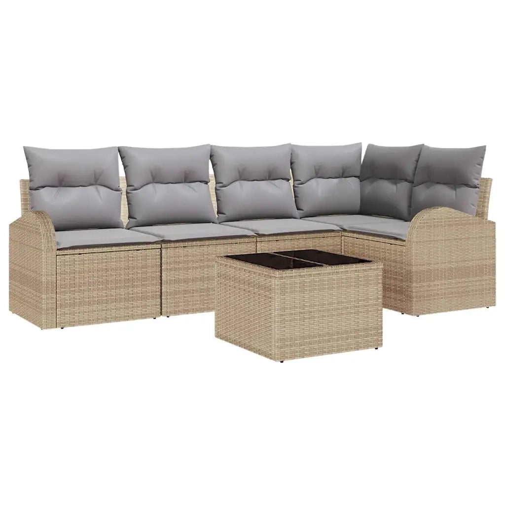 Set di divani con cuscino 6 pcs Beige Poliestere