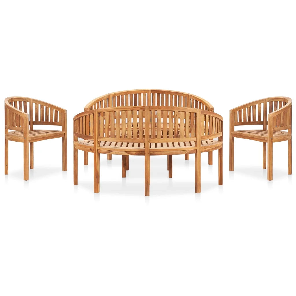 Set Salotto da Giardino 5 pz Design Curvo in Massello di Teak cod mxl 35710