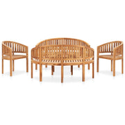 Set Salotto da Giardino 5 pz Design Curvo in Massello di Teak cod mxl 35710