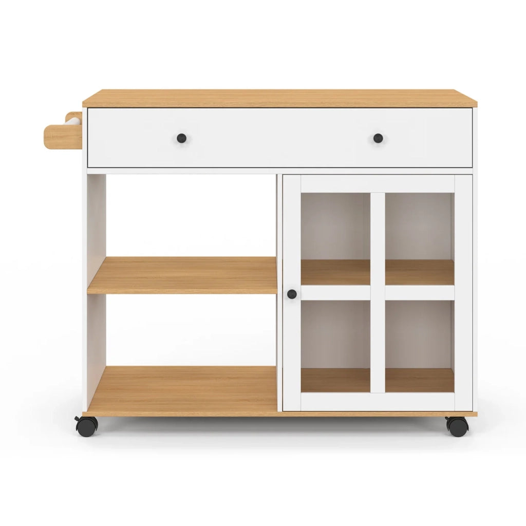 IDMarket - Credenza da cucina ACHILLE XXL con ripiano e armadio in legno e smalto bianco L.100 CM