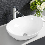 Lavabo rotondo in ceramica, 41 x 33,5 x 14 cm, lavabo per bagno