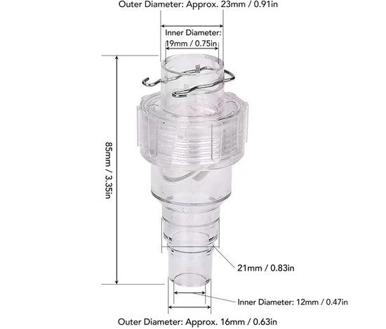 Terzaghi - Ritardatore di ritorno DN25 - Prevenzione di perdite d'aria - Progettazione a chiusura lenta - Materiale PC - Per sistemi HVAC - Controllo del ritorno d'acqua efficace - Ritardatore di scarico
