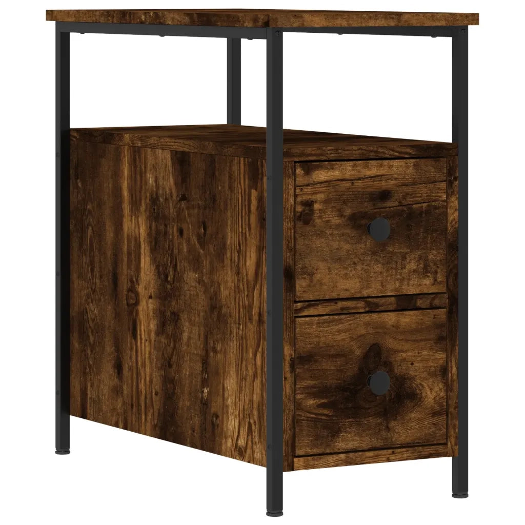 Set di 2 Comodini | Armadio da Notte | Mobiletto da notte Rovere Fumo 30x60x60 cm in Legno Multistrato
