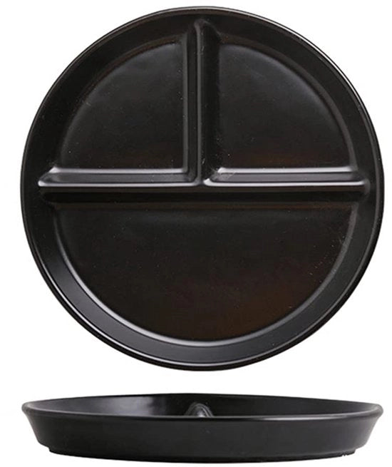 Piatto da servizio in ceramica a 3 celle, piatto per dessert bambino, piatto per insalata, piatto diviso per dimagrimento
