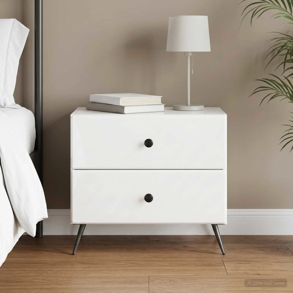 Armadio da Notte con cassetto Bianco Lucido 62 x 34,5 x 47,5 cm 895469