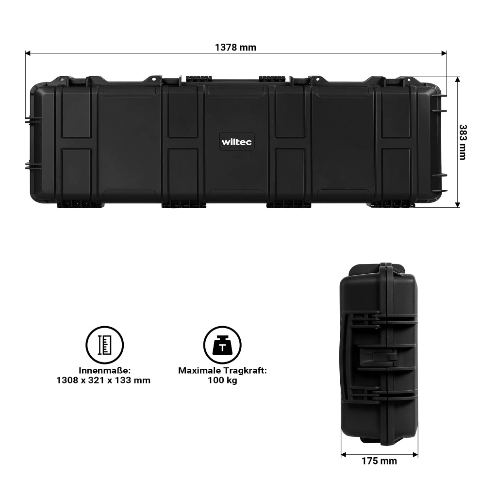 Valigetta porta armi 137,8 x 38,3 x 17,5 cm, Custodia Trolley per fucili, interno imbottito antiurto, per aereo