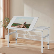 Tavolo da Disegno Regolabile con Piano Inclinabile ¨C MINIMAL ¨C Bianco, 4 Piedi Livellatori