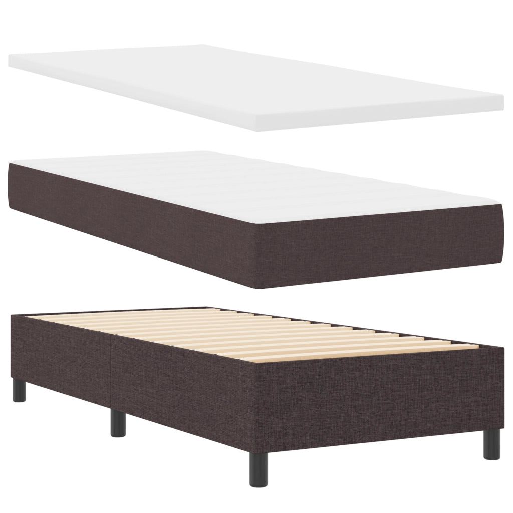 Letto con Base a Molle e Materasso & LED Marrone Scuro 90x200 cm Tessuto