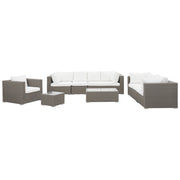 Set da giardino cuscini color crema in rattan color talpa per 8 persone set da 5 pezzi per esterni
