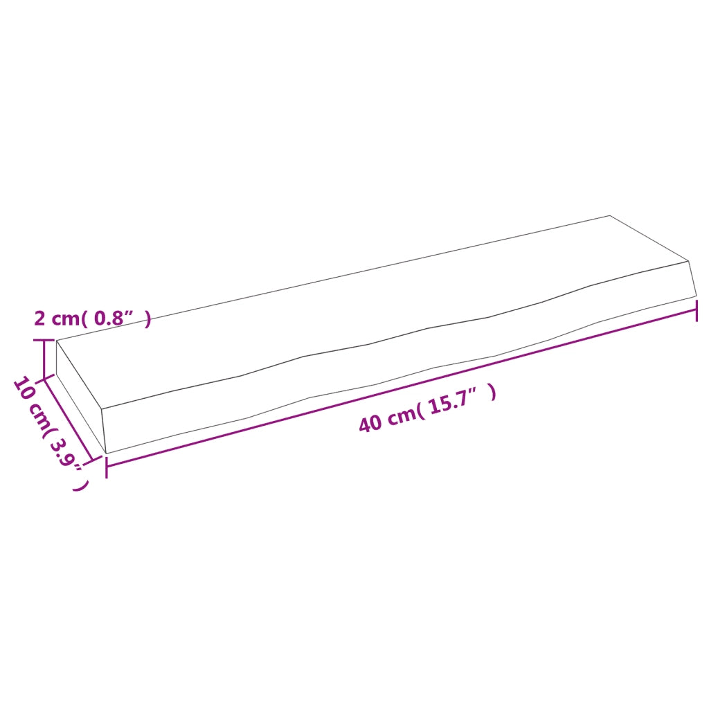 vidaXL Ripiano a Parete 40x10x2 cm Legno Massello Rovere Non Trattato