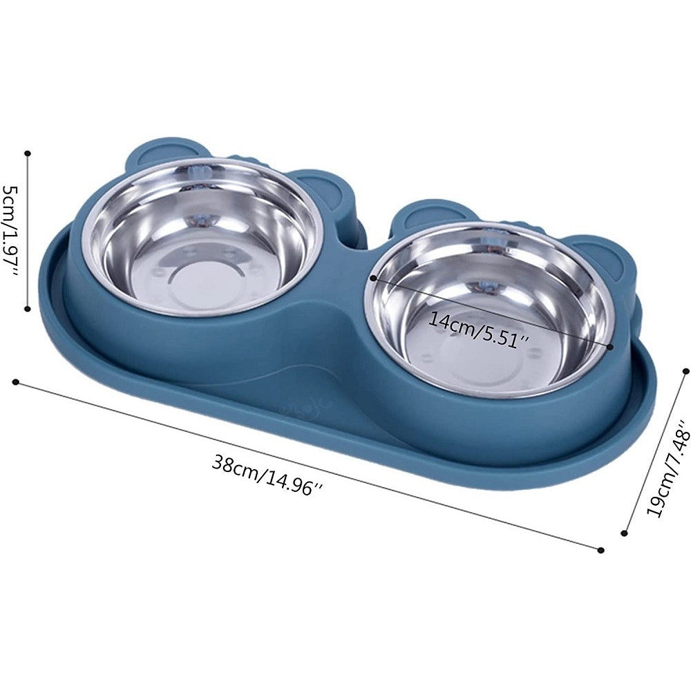 Trade Shop - Ciotola Alimentare Acciaio Anti Perdita Fontana Acqua Dispenser Cibo Cani Gatti -