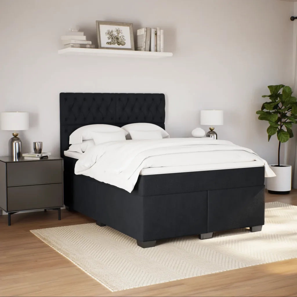vidaXL Giroletto a Molle con Materasso Nero 160x200 cm in Velluto