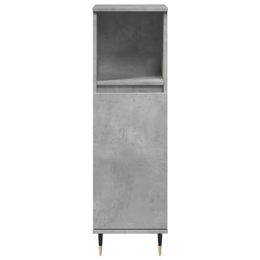 Mobiletto da bagno con ripiano a giorno 30 x 30 x 100 cm stile industriale legno effetto cemento grigio 02_0051084