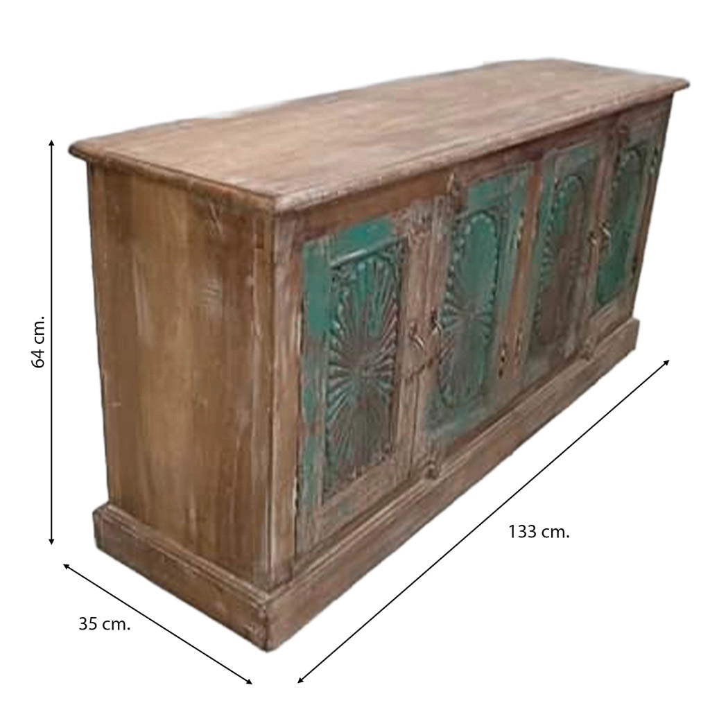Credenziale in legno artigianale 133x35x64h cm