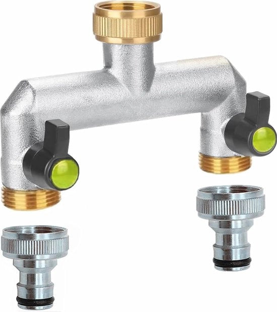 Dispensatore di acqua bidirezionale per casa e giardino con due uscite.
