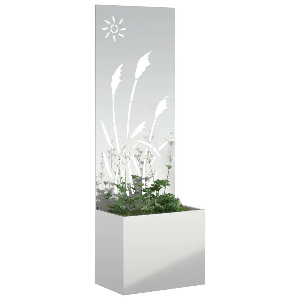 vidaXL Vaso da Giardino con Pannello Decorativo Argento 50 x 140 cm