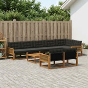 Set di divani da esterno con cuscino 9 pcs Naturale e Nero 3381524
