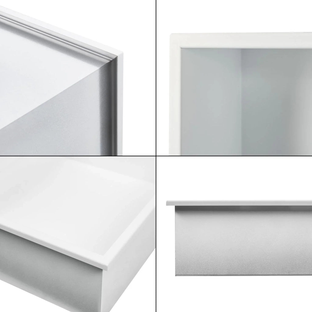 Scaffale dal design senza tempo per soggiorno/camera da letto unità di stoccaggio integrata acciaio inox 32 x 32 x 10 cm bianco opaco 03_0011192