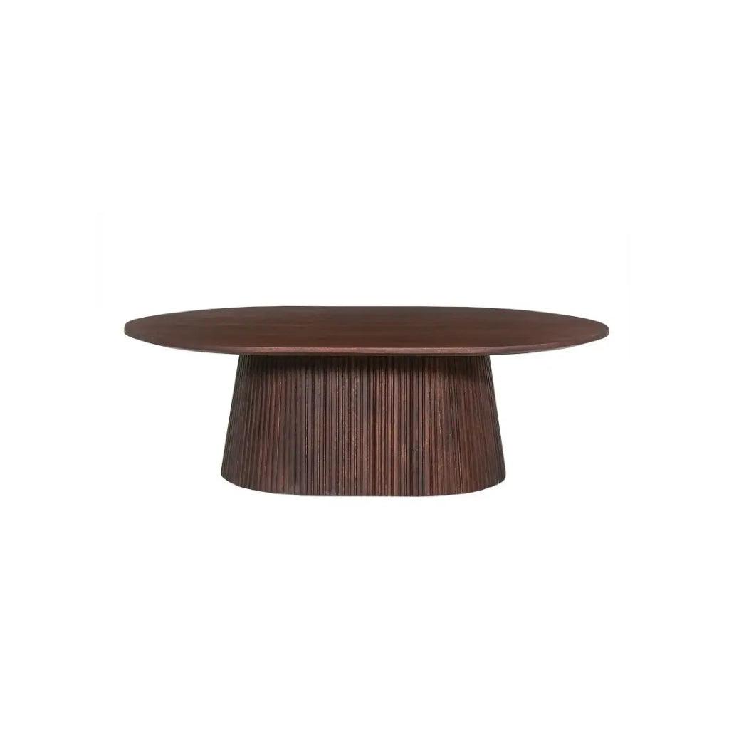 Tavolino basso ovale MITCHEL – Legno esotico di mango marrone scuro 120x70 cm