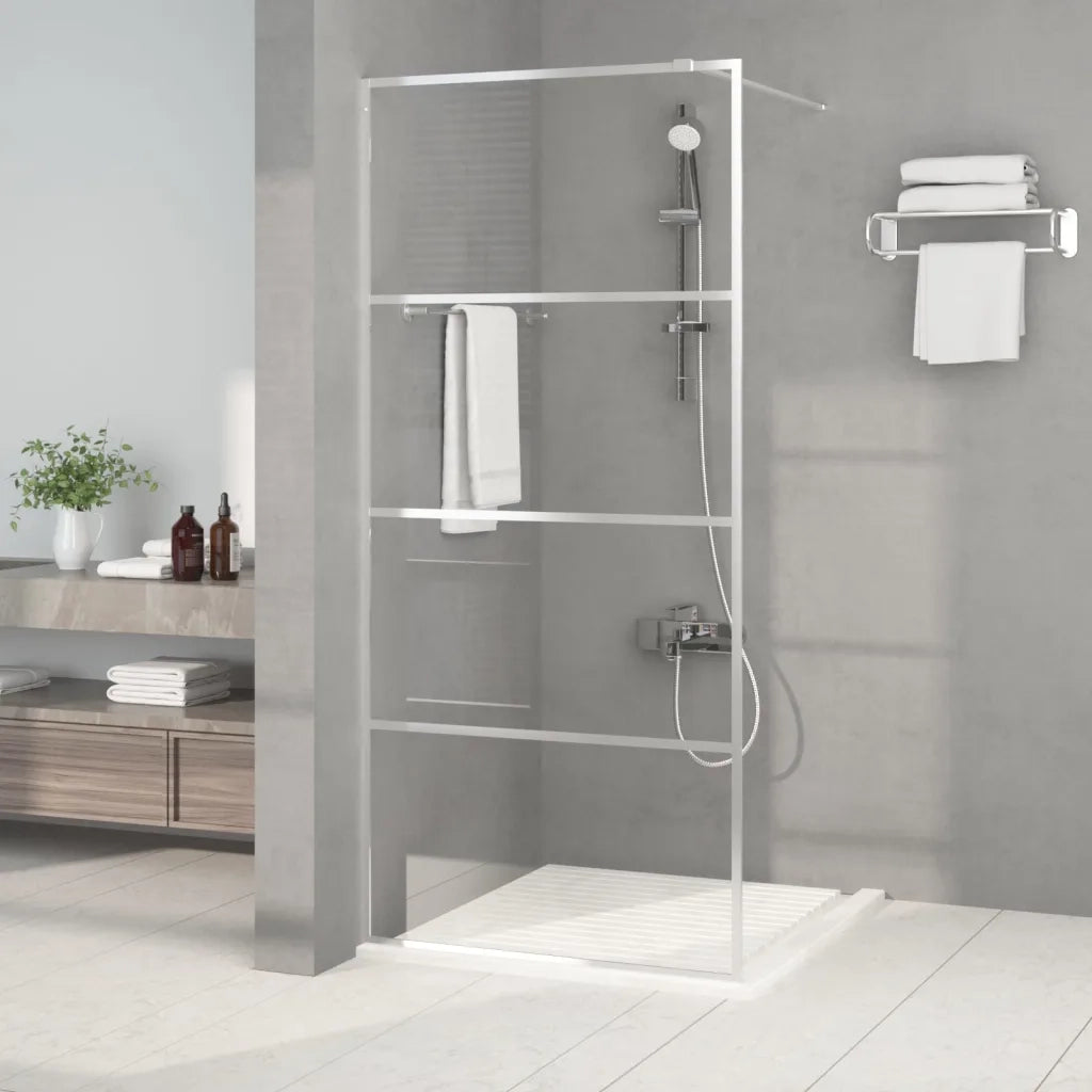 Parete Doccia Walk in Argento 90x195 cm Vetro Trasparente ESG 152136