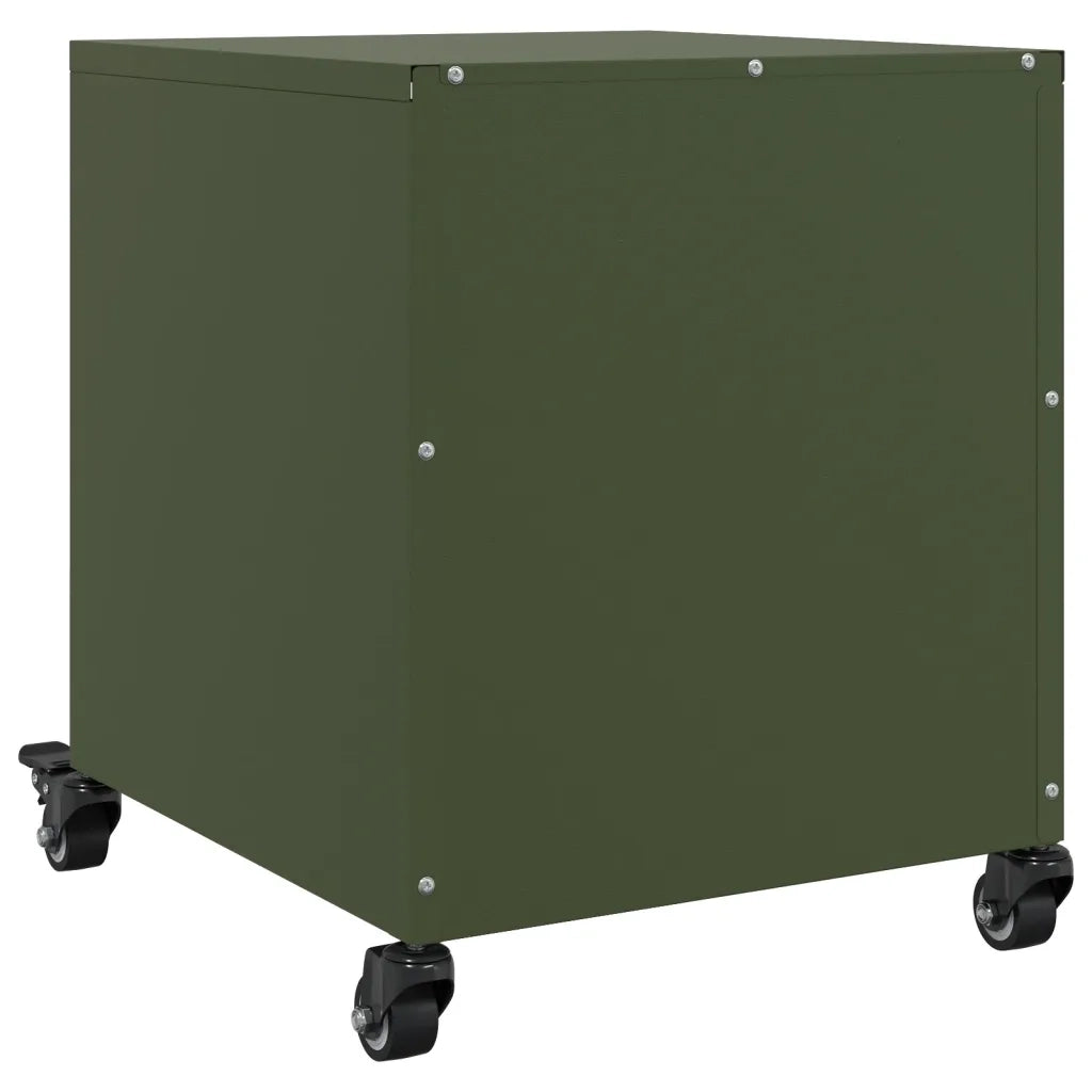 Set di 2 Comodini | Armadio da Notte | Mobiletto da notte Verde Oliva 36x39x43,5 cm in Acciaio