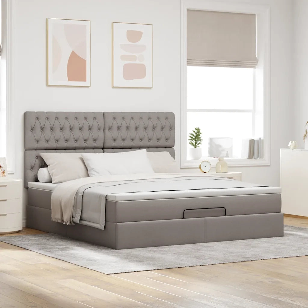 Struttura Letto Pouf con Materasso Tortora 180x200cm in Tessuto 3314111