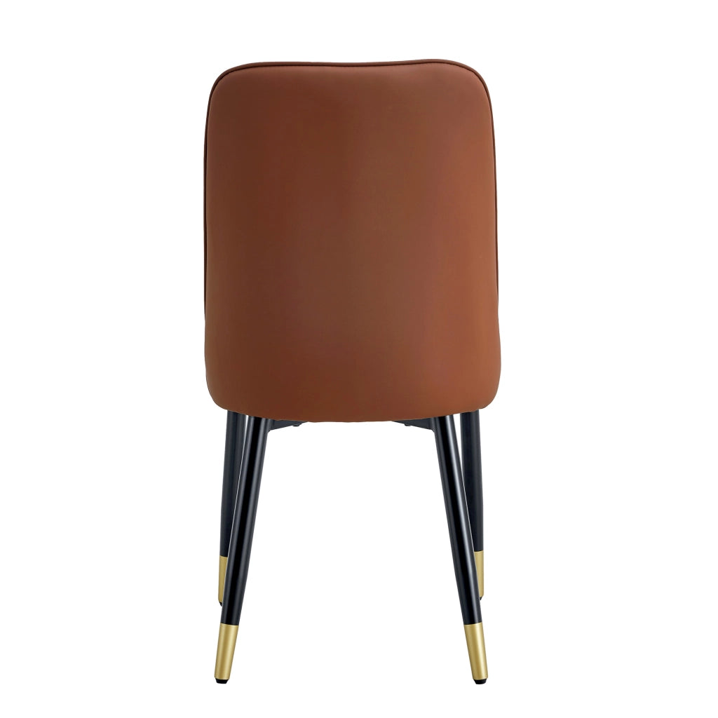 Set 2 Sedie da Pranzo ¨C MINIMAL ¨C Similpelle Bicolore Grigio Chiaro e Marrone, Gambe in Metallo Nero