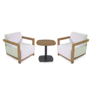 Salotto alluminio Frederik effetto legno con cuscini bianco 3 pezzi