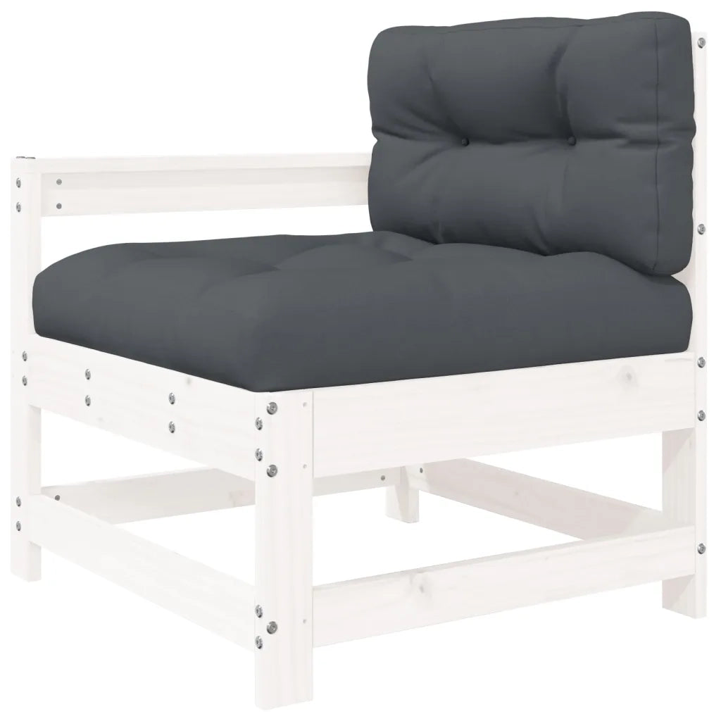 Set Divani da Giardino 6pz con Cuscini in Legno Massello Bianco 3185998