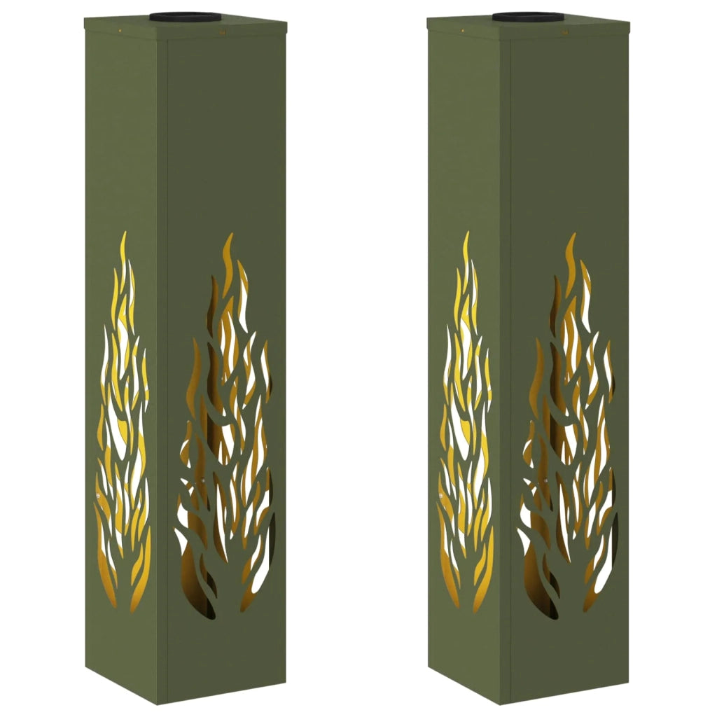 Faro LED solare per sentieri 2 pz Verde oliva CFW1692693